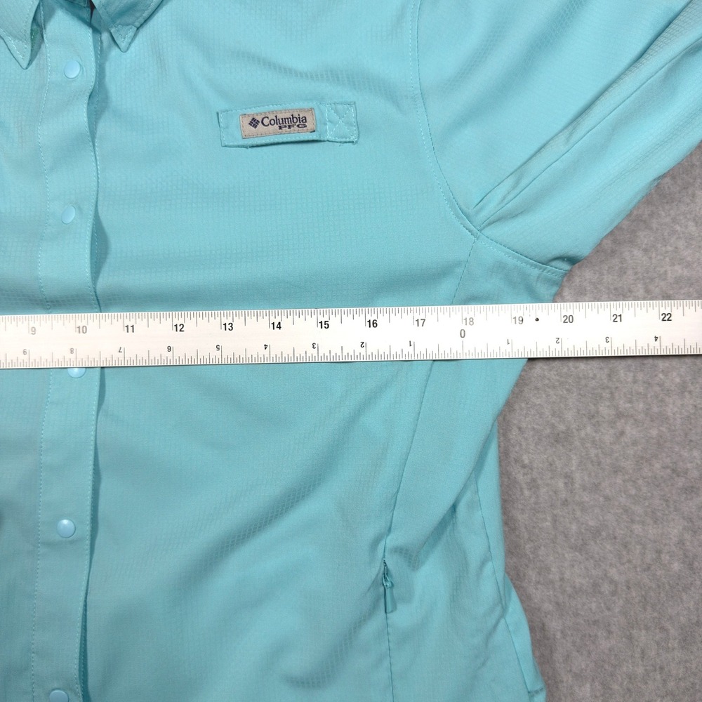 Columbia PFG Womens Medium Blue Long Sleeve Snap Front Fishing Shirt Ventilated - Picture 6 of 12